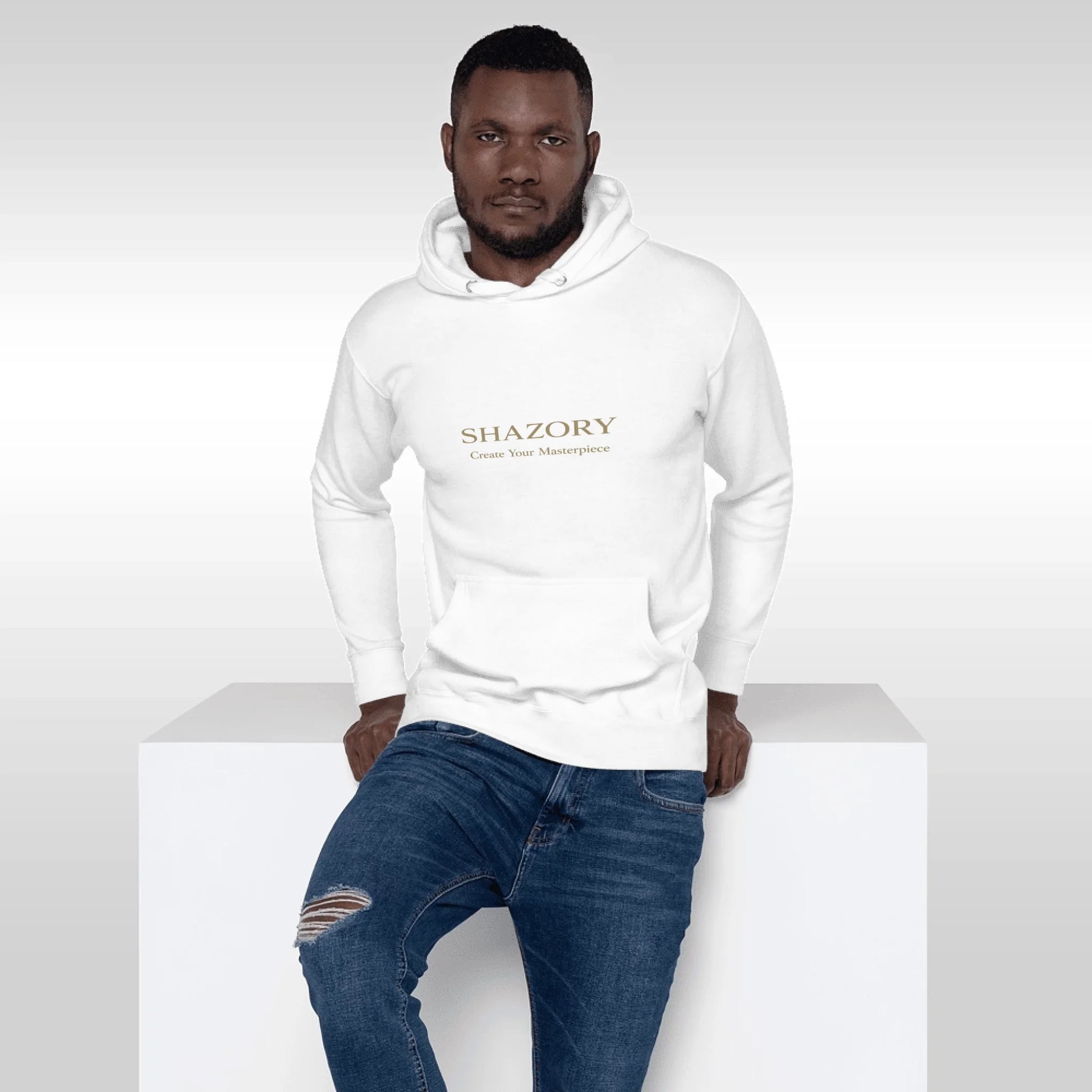 Alternate angle of custom premium pullover hoodie — personalized design with hoodie