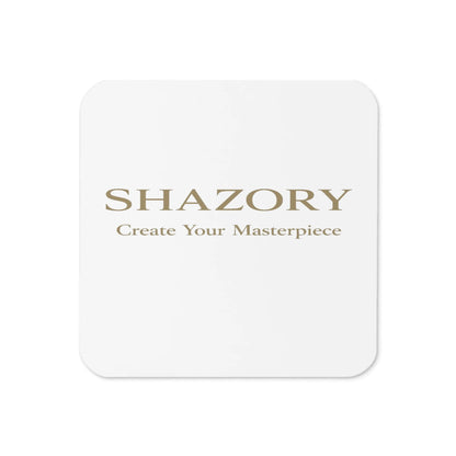 Custom cork-back coaster with personalized design from Shazory