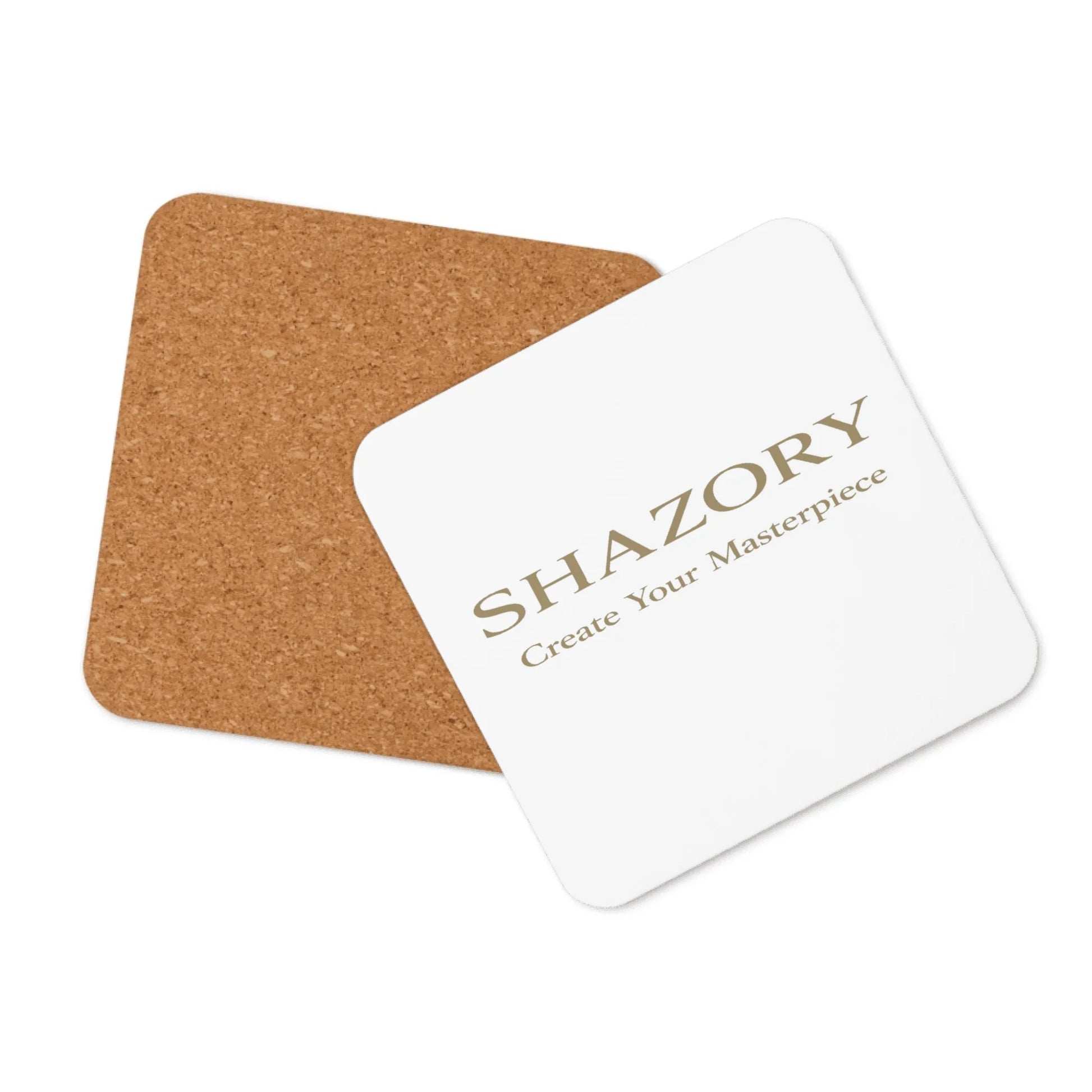Front view of personalized cork-back coaster — coaster for everyday use