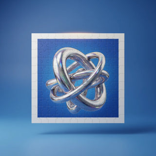 Alternate angle of custom jigsaw puzzle with tin — personalized design with puzzle