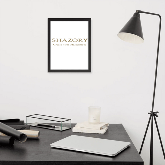 Custom premium luster framed poster with personalized photo or design from Shazory