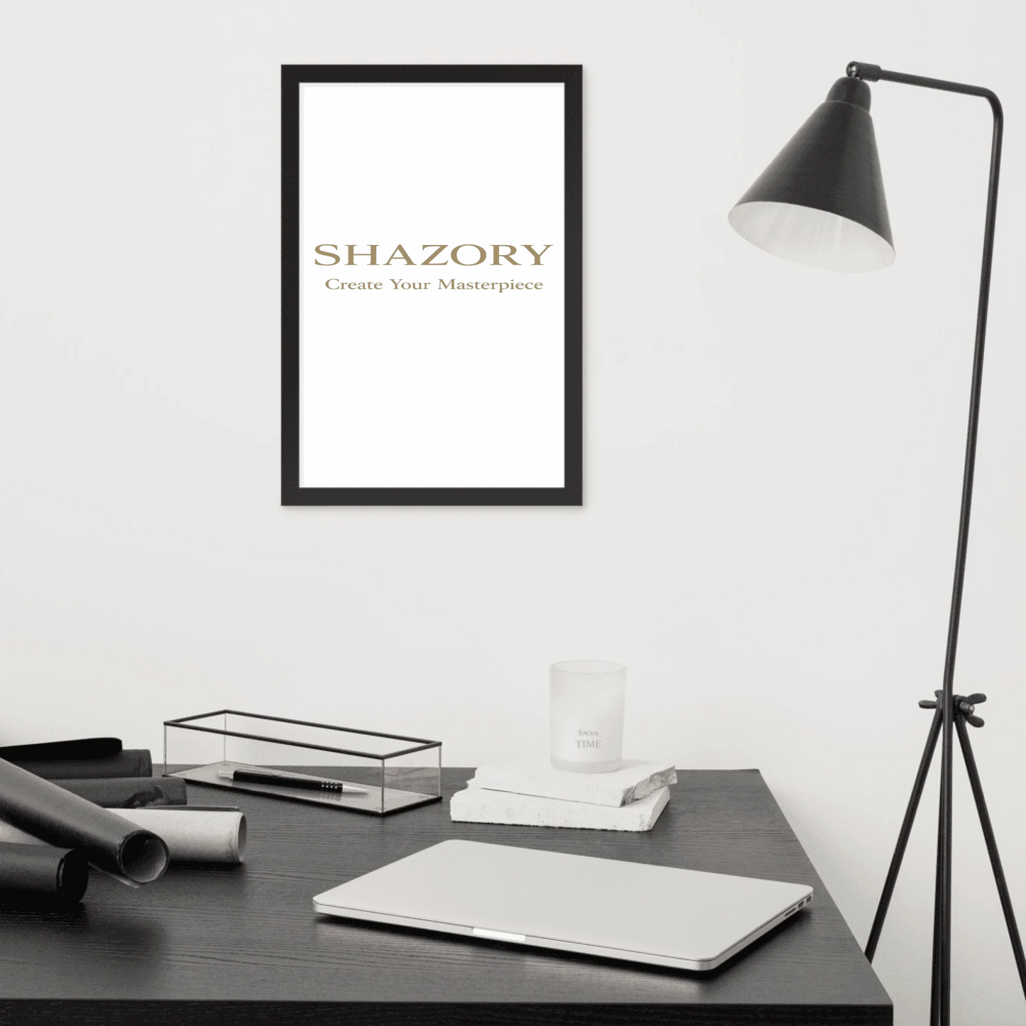 Front view of personalized premium luster framed poster — framed poster for everyday wall display