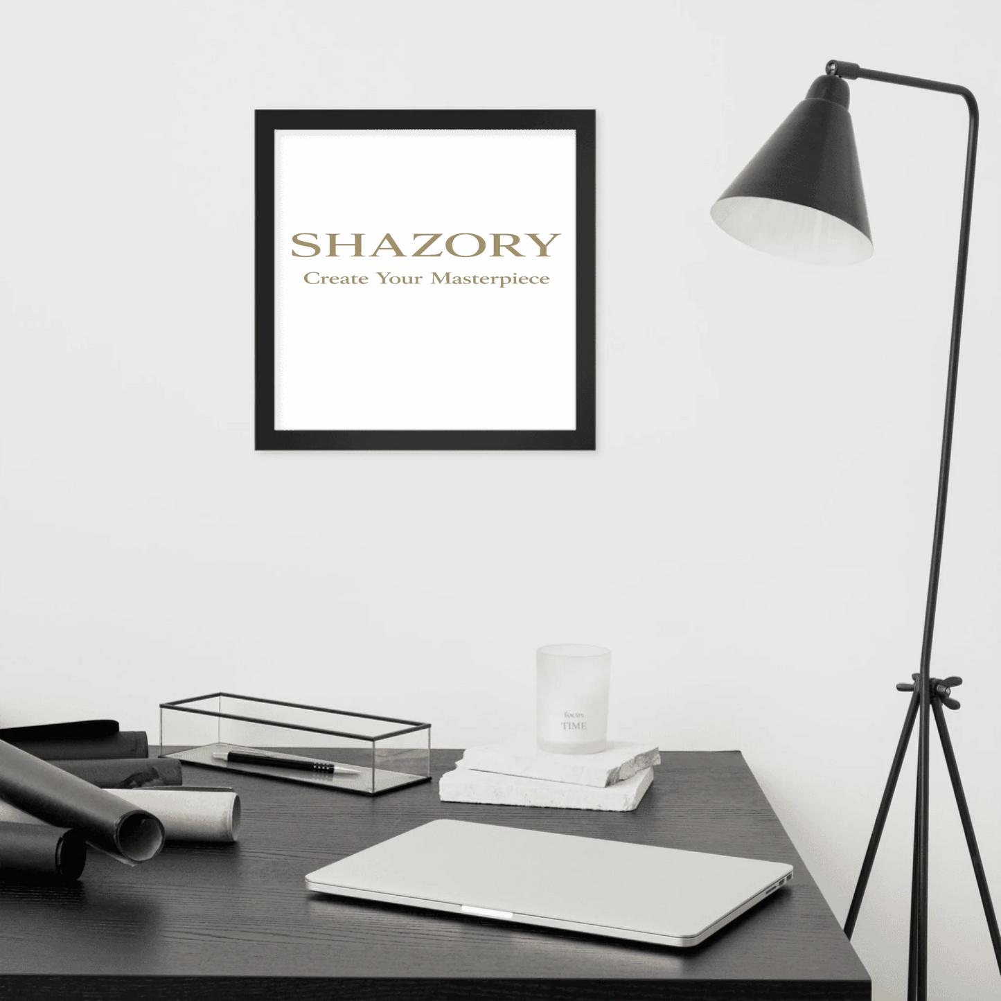 Back view of personalized premium luster framed poster — custom framed poster print quality