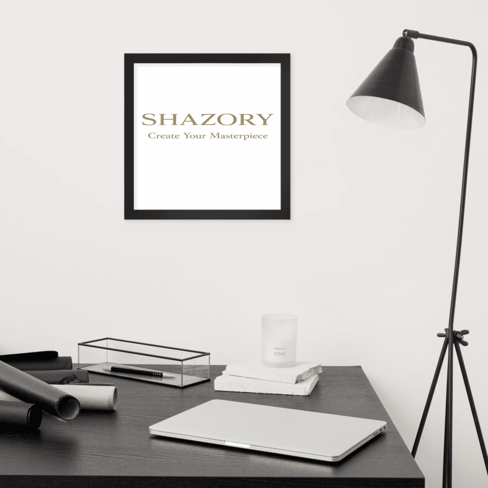 Back view of personalized premium luster framed poster — custom framed poster print quality