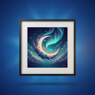 Top view of custom premium luster framed poster — personalized photo design from Creator Studio