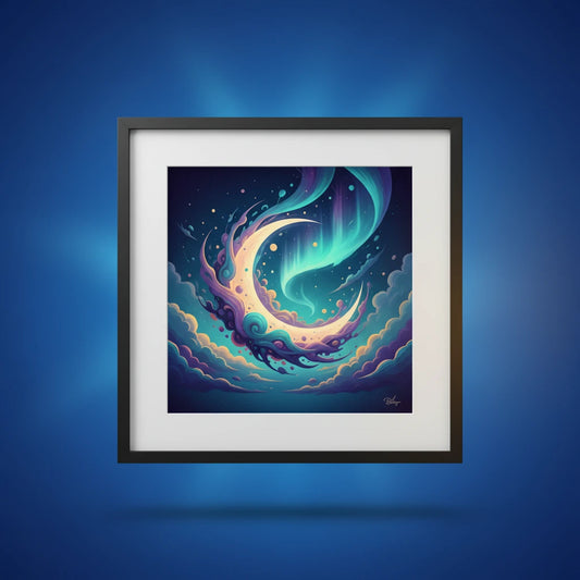 Top view of custom premium luster framed poster — personalized photo design from Creator Studio