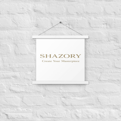 Personalized enhanced matte poster with hanger in alternate color — Oak or White wood hanger option