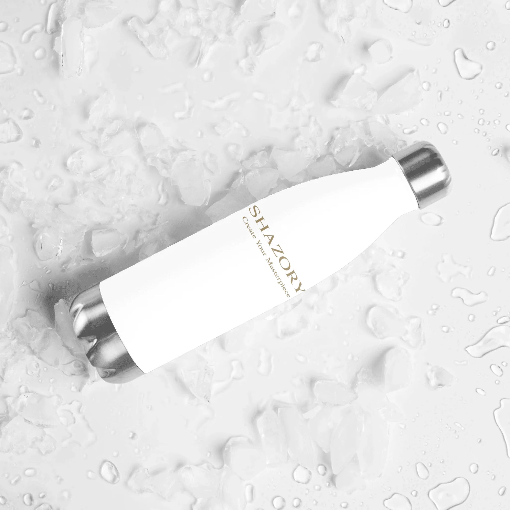 Lifestyle styling of personalized 17 oz water bottle — bottle ready for daily use