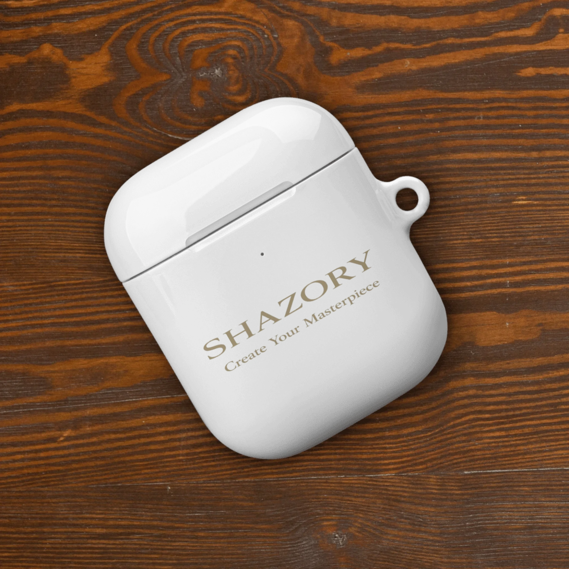 Shazory Custom All-Over Print AirPods Case — back view showing wraparound print continuity