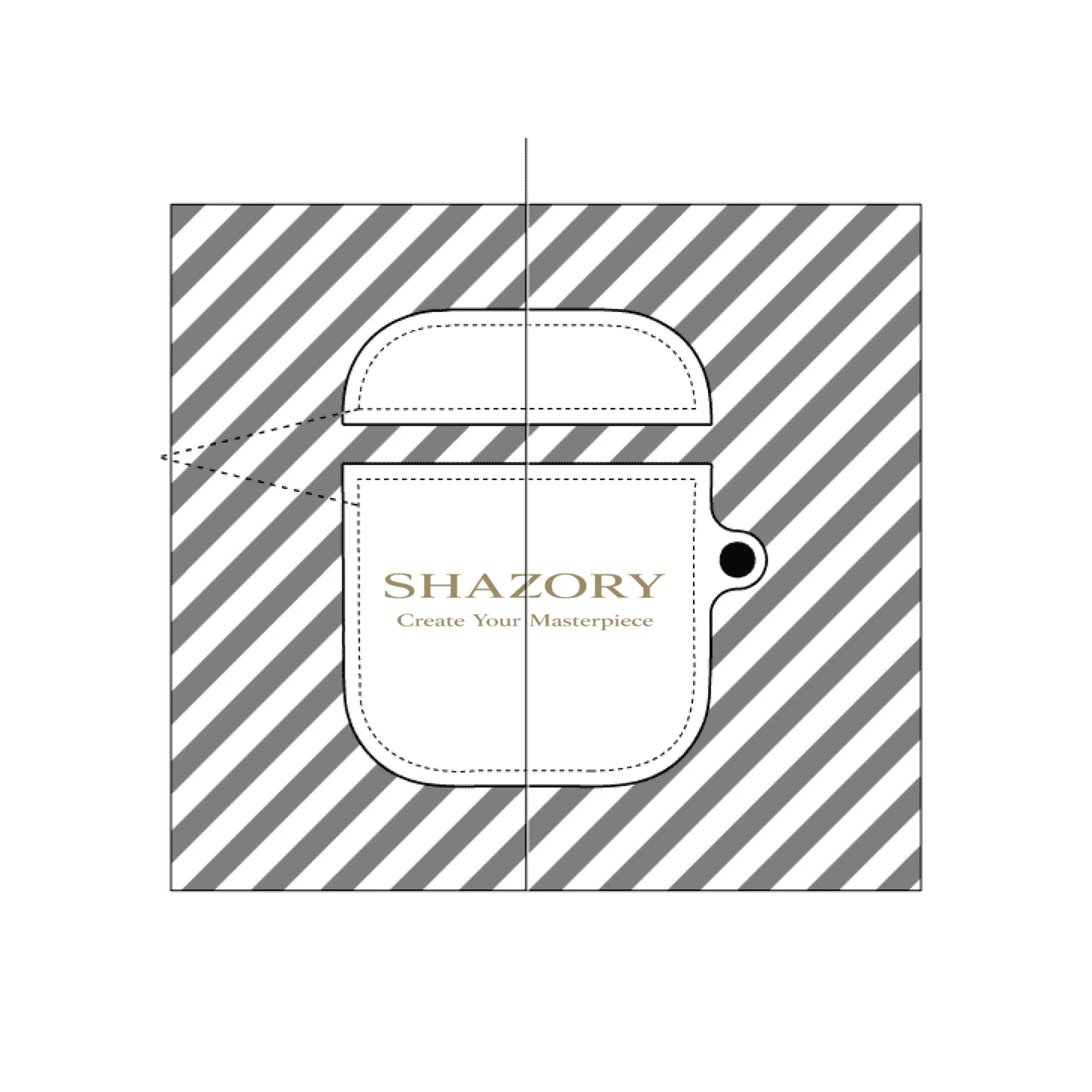 Shazory Custom All-Over Print AirPods Case — angled view of custom photo AirPods case