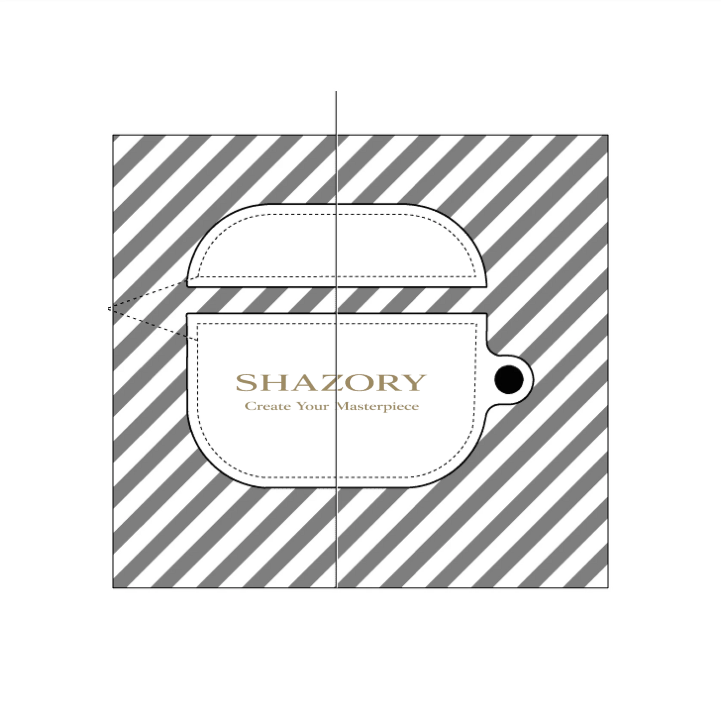 Shazory Custom All-Over Print AirPods Case — opened lid showing case interior