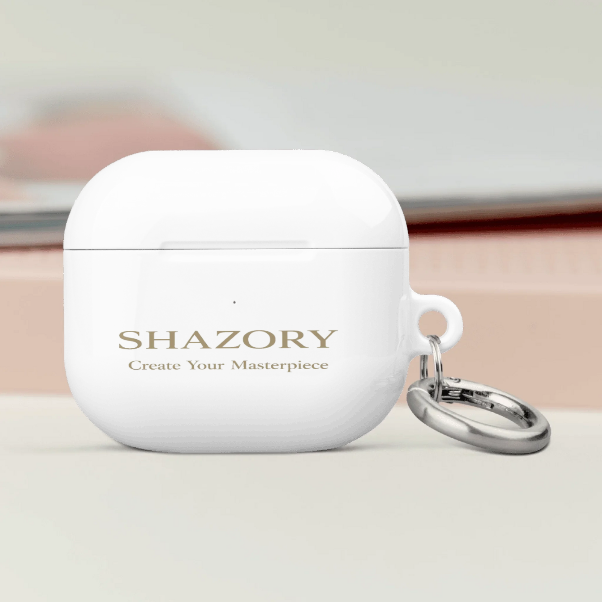 Shazory Custom All-Over Print AirPods Case — close-up detail of full-color custom photo print
