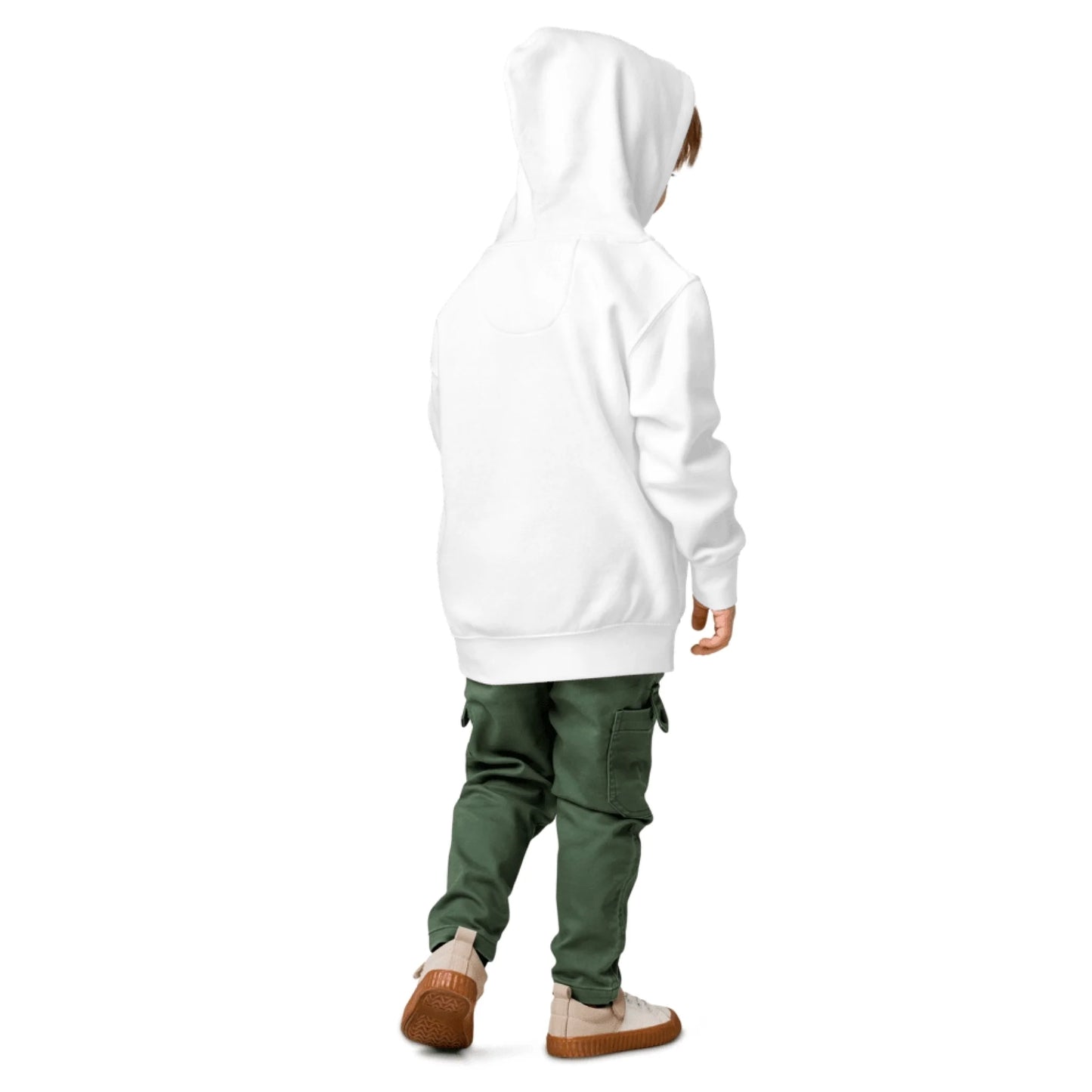 Close-up detail of custom photo print on toddler fleece hoodie — fleece blend surface texture