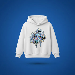 Front view of personalized toddler fleece hoodie — soft brushed interior pullover for warmth