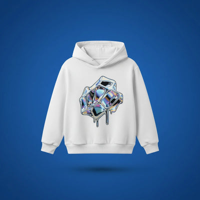 Front view of personalized toddler fleece hoodie — soft brushed interior pullover for warmth