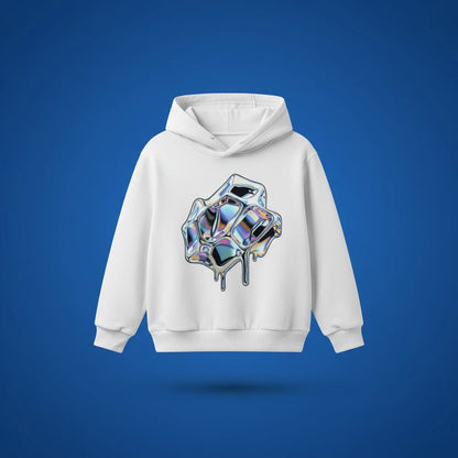 Front view of personalized toddler fleece hoodie — soft brushed interior pullover for warmth