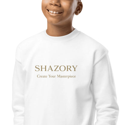 Front view of personalized youth crewneck sweatshirt — heavyweight cotton-poly fleece kids sweatshirt