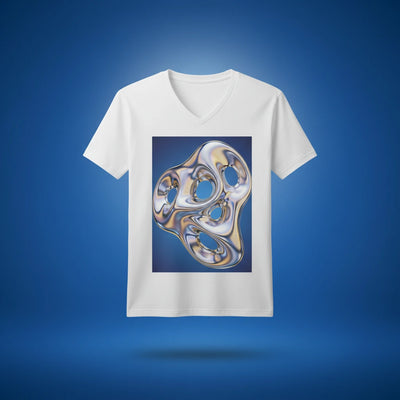 Lifestyle styling of personalized women’s relaxed V-neck tee — apparel ready for everyday wear