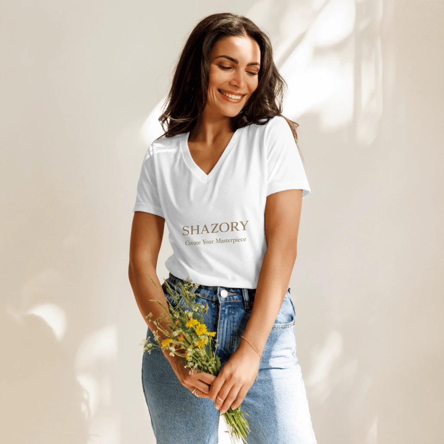 Custom Photo Women's V-Neck T-Shirt — Relaxed | Shazory