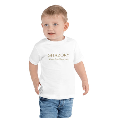 Lifestyle styling of personalized toddler staple tee — kids apparel ready for everyday wear