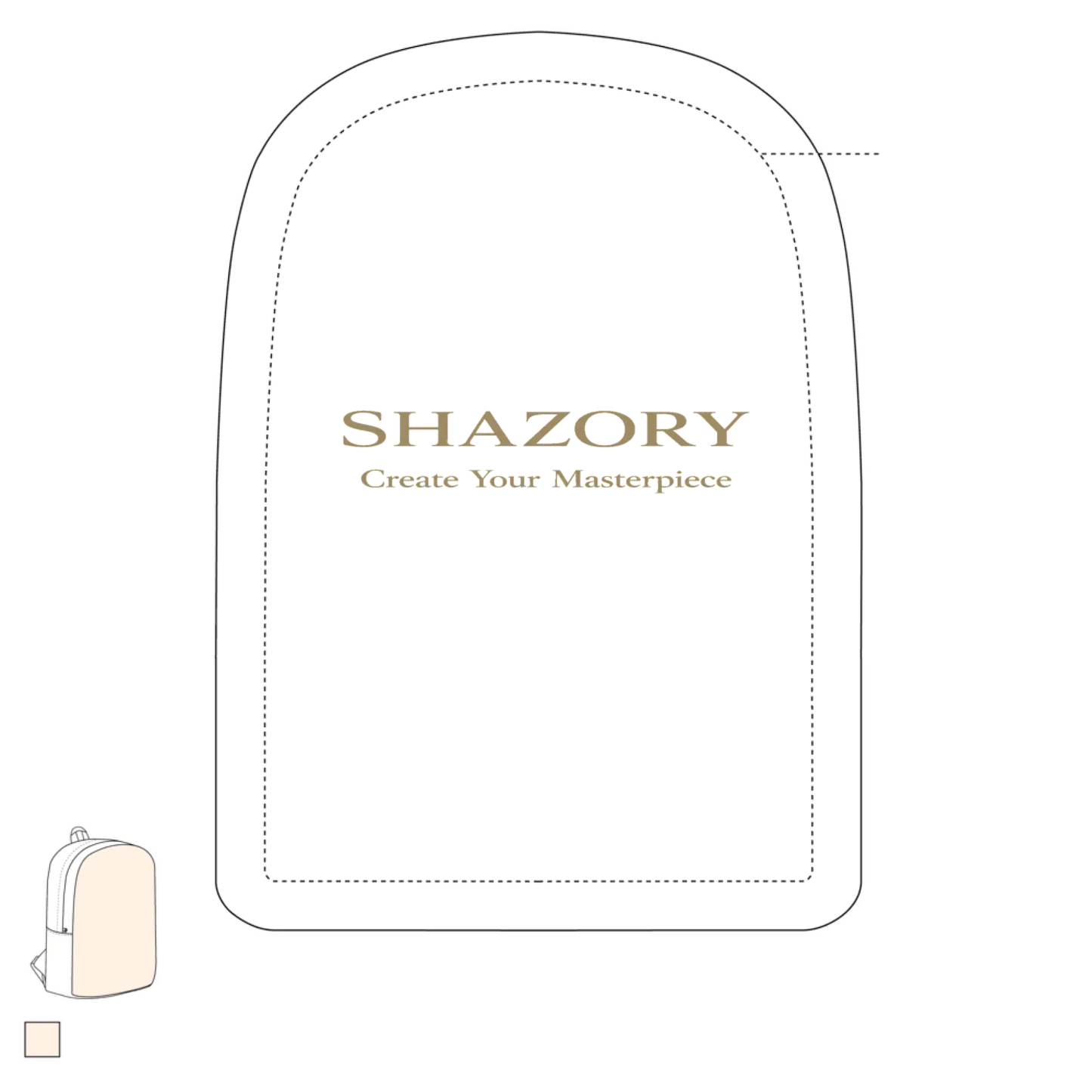 Shazory Custom Minimalist Backpack — front view of personalized minimalist backpack with all-over print