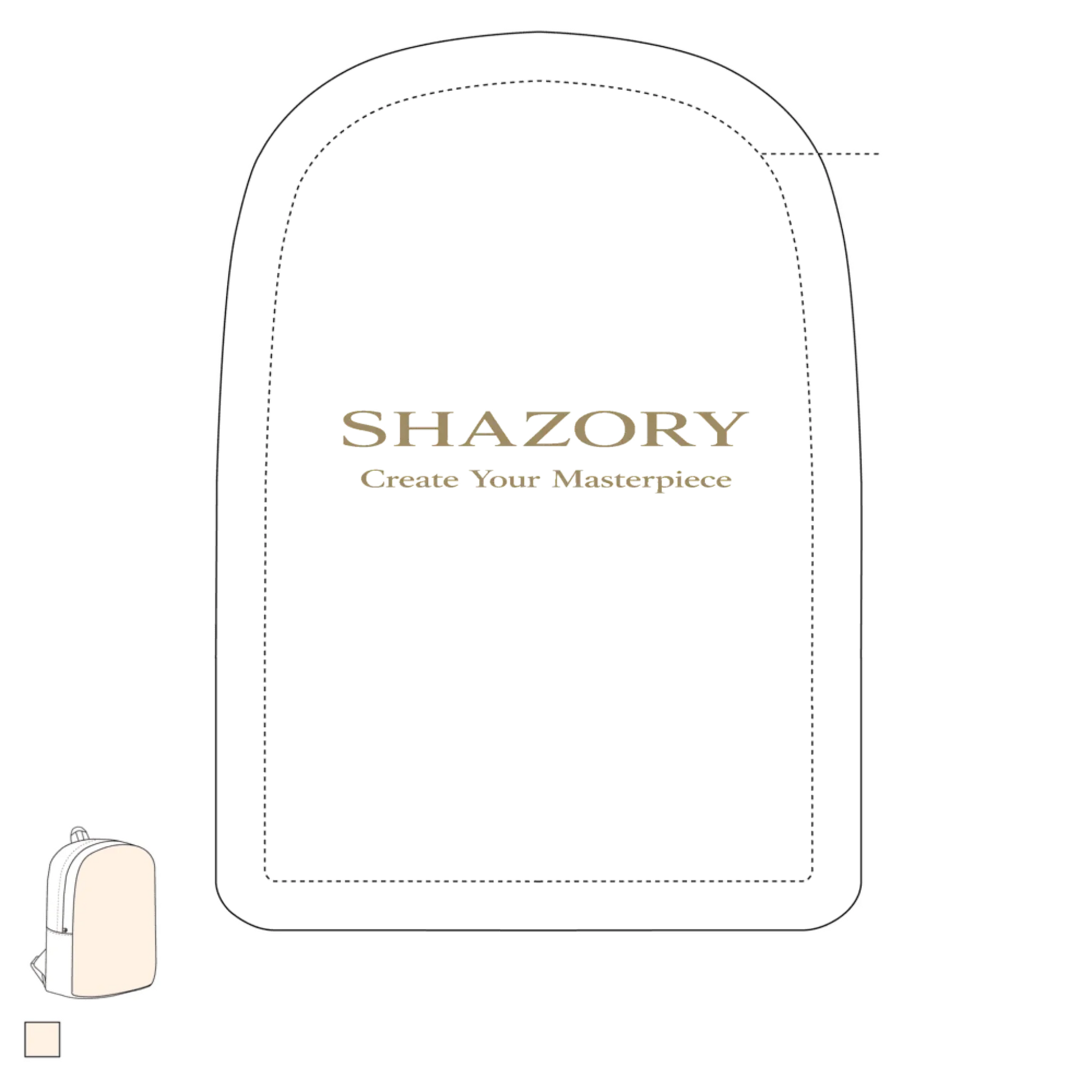 Shazory Custom Minimalist Backpack — front view of personalized minimalist backpack with all-over print