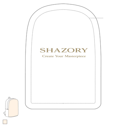 Shazory Custom Minimalist Backpack — front view of personalized minimalist backpack with all-over print
