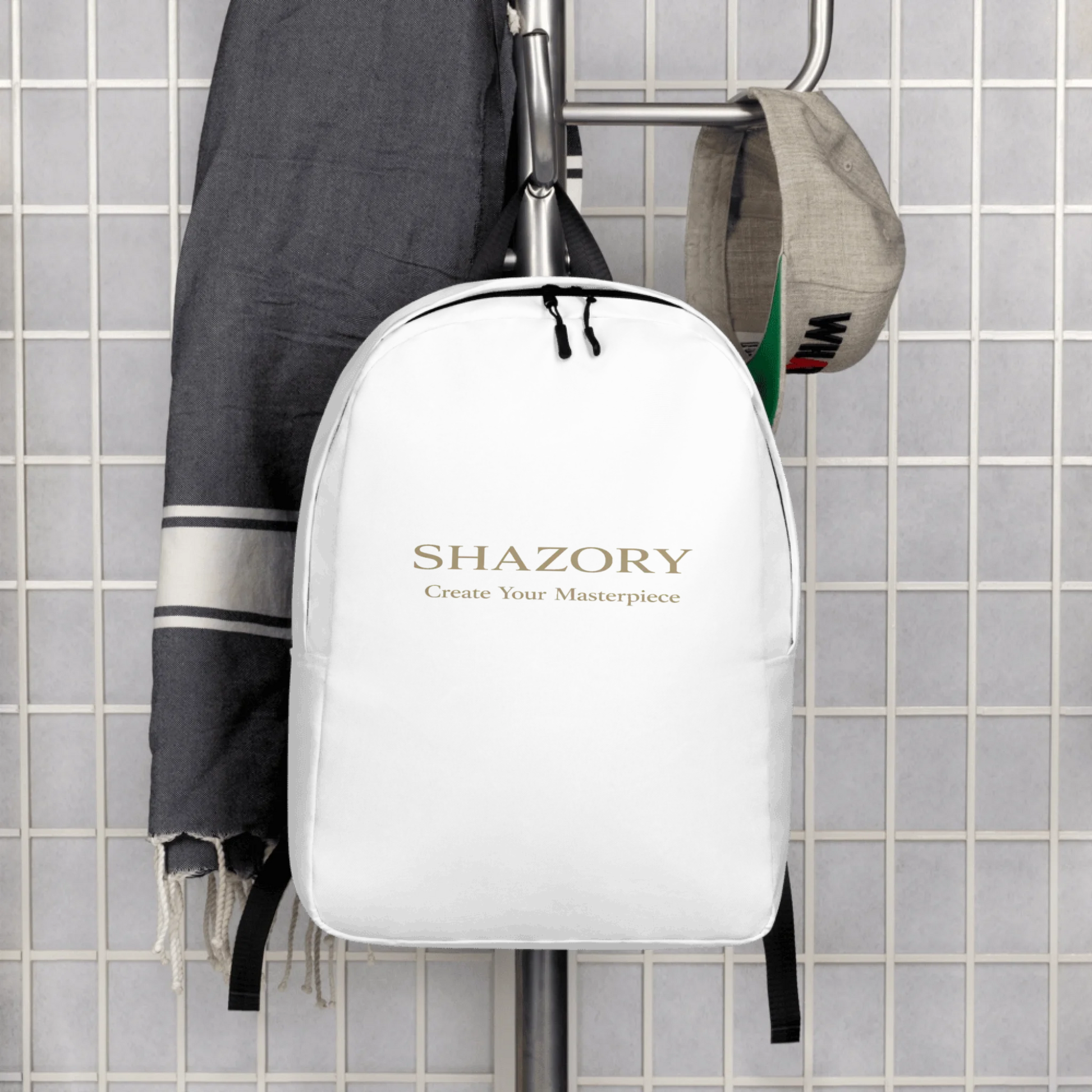Shazory Custom Minimalist Backpack — main view of slim all-over print silhouette