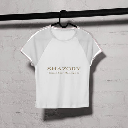 Front view of personalized women’s sport raglan baby tee — cropped fit with contrast sleeves