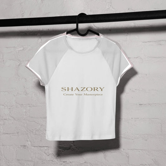 Front view of personalized women’s sport raglan baby tee — cropped fit with contrast sleeves