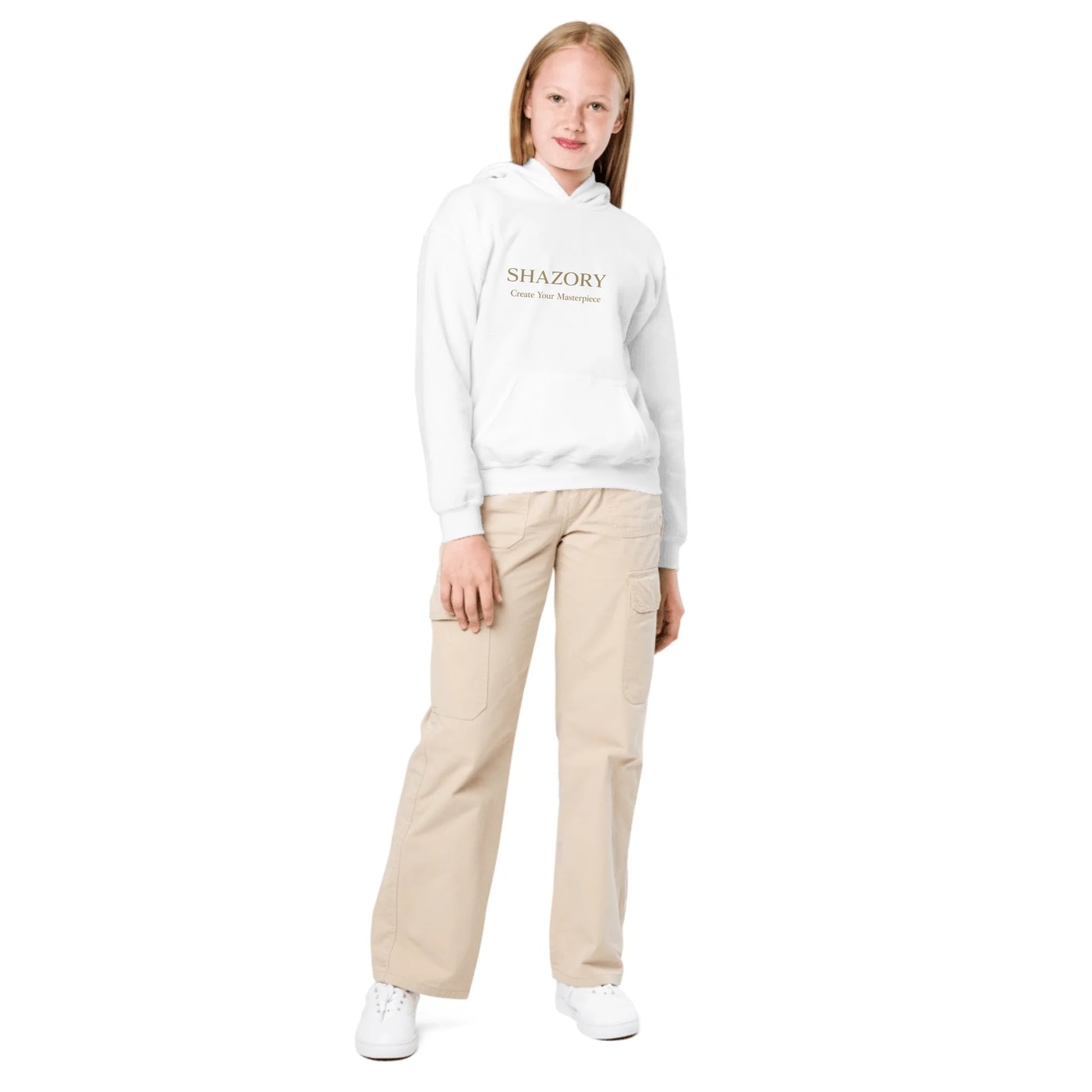 Color or size variation of personalized youth heavy blend hoodie — custom photo kids hoodie
