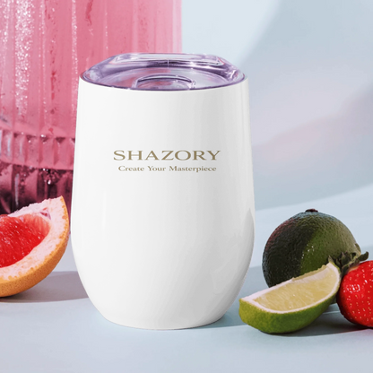 Shazory Custom Wine Tumbler — 12oz vacuum-insulated stainless steel with custom print