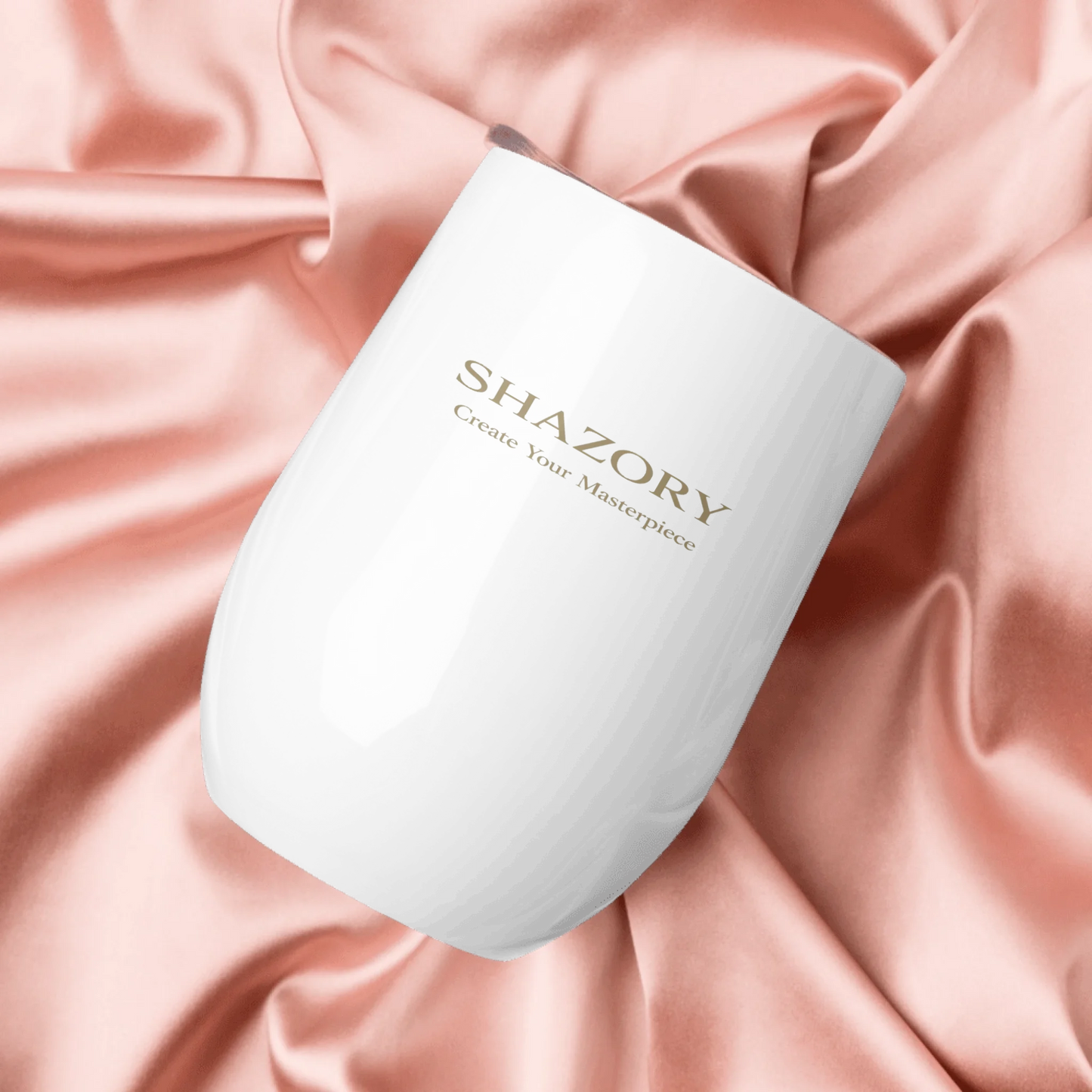 Shazory Custom Wine Tumbler — curved stemless silhouette detail