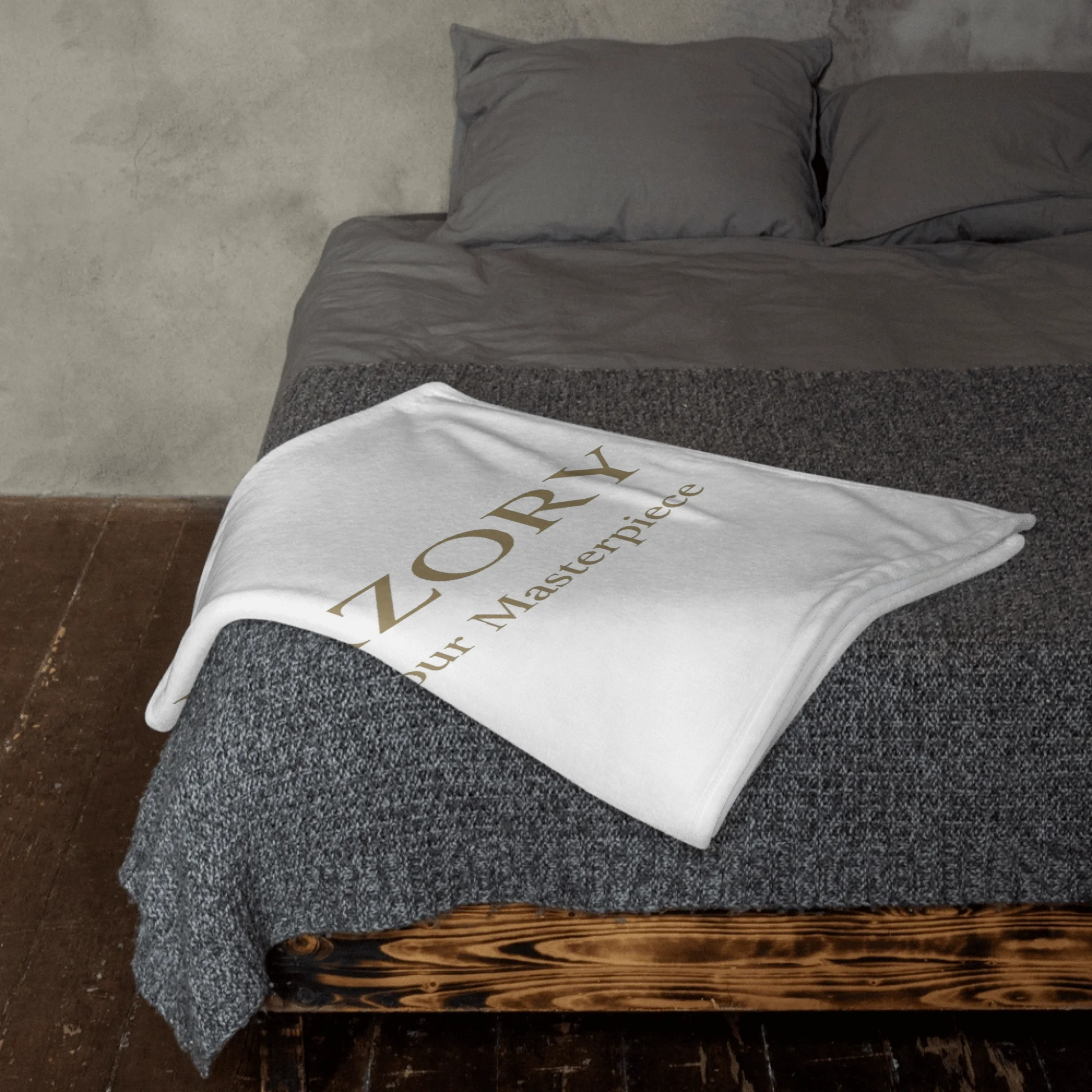 Shazory Custom Throw Blanket — horizontal orientation across couch