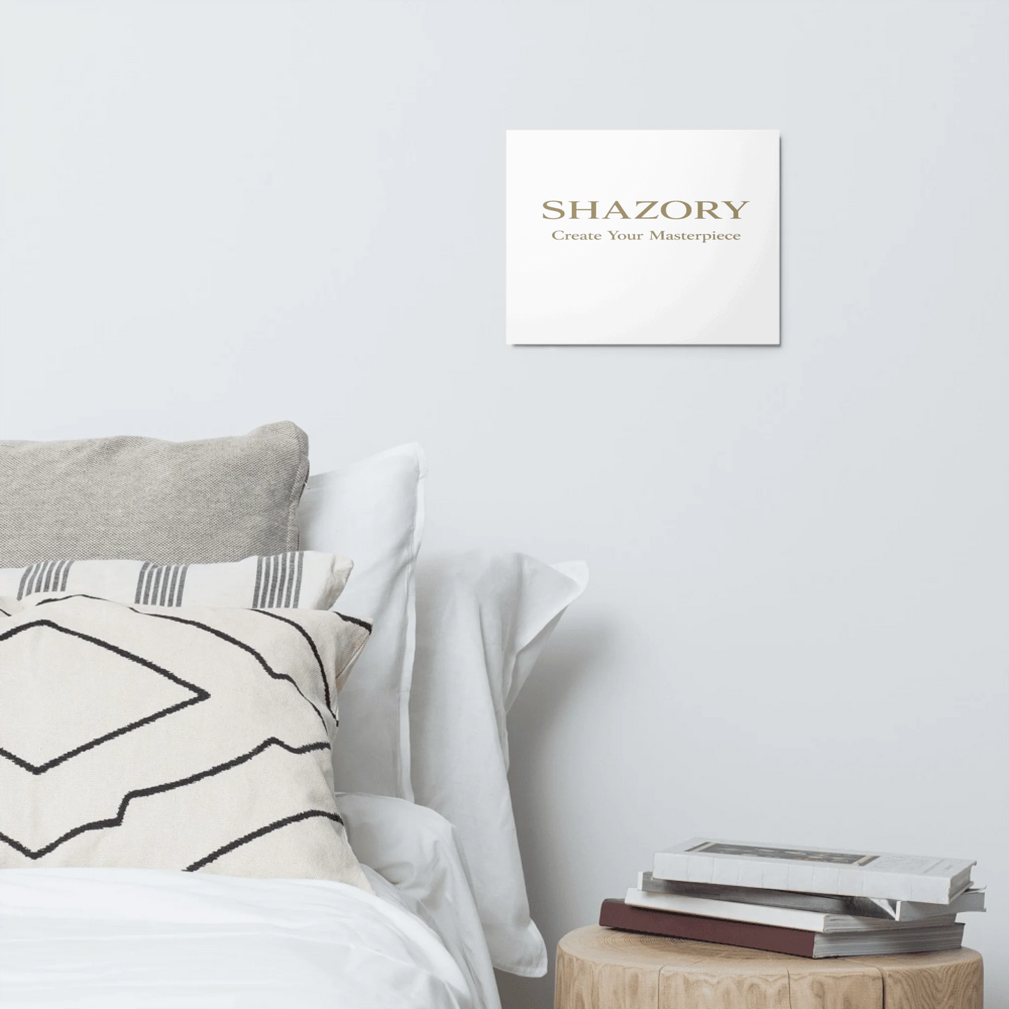 Shazory Custom Glossy Metal Print — half-inch off-wall mount detail