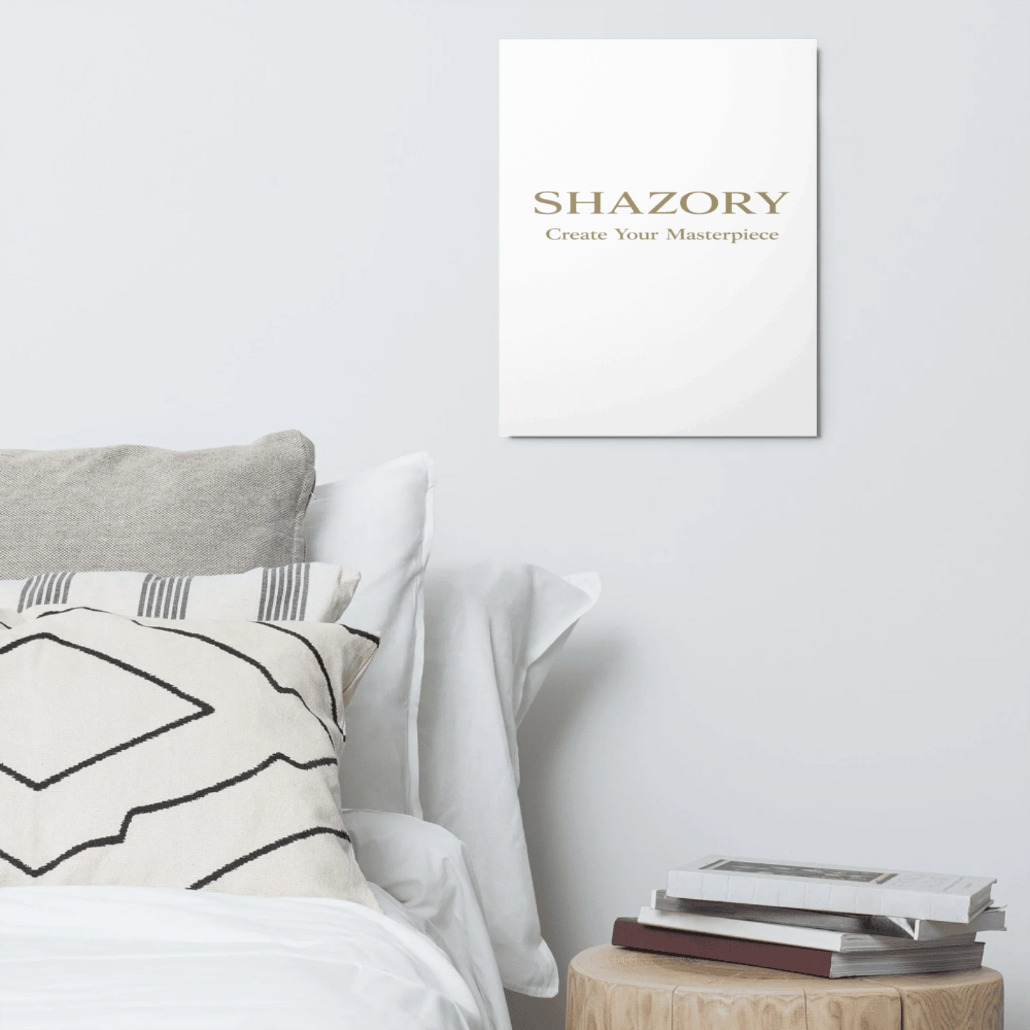Shazory Custom Glossy Metal Print — 11x14 inch on bedroom wall
