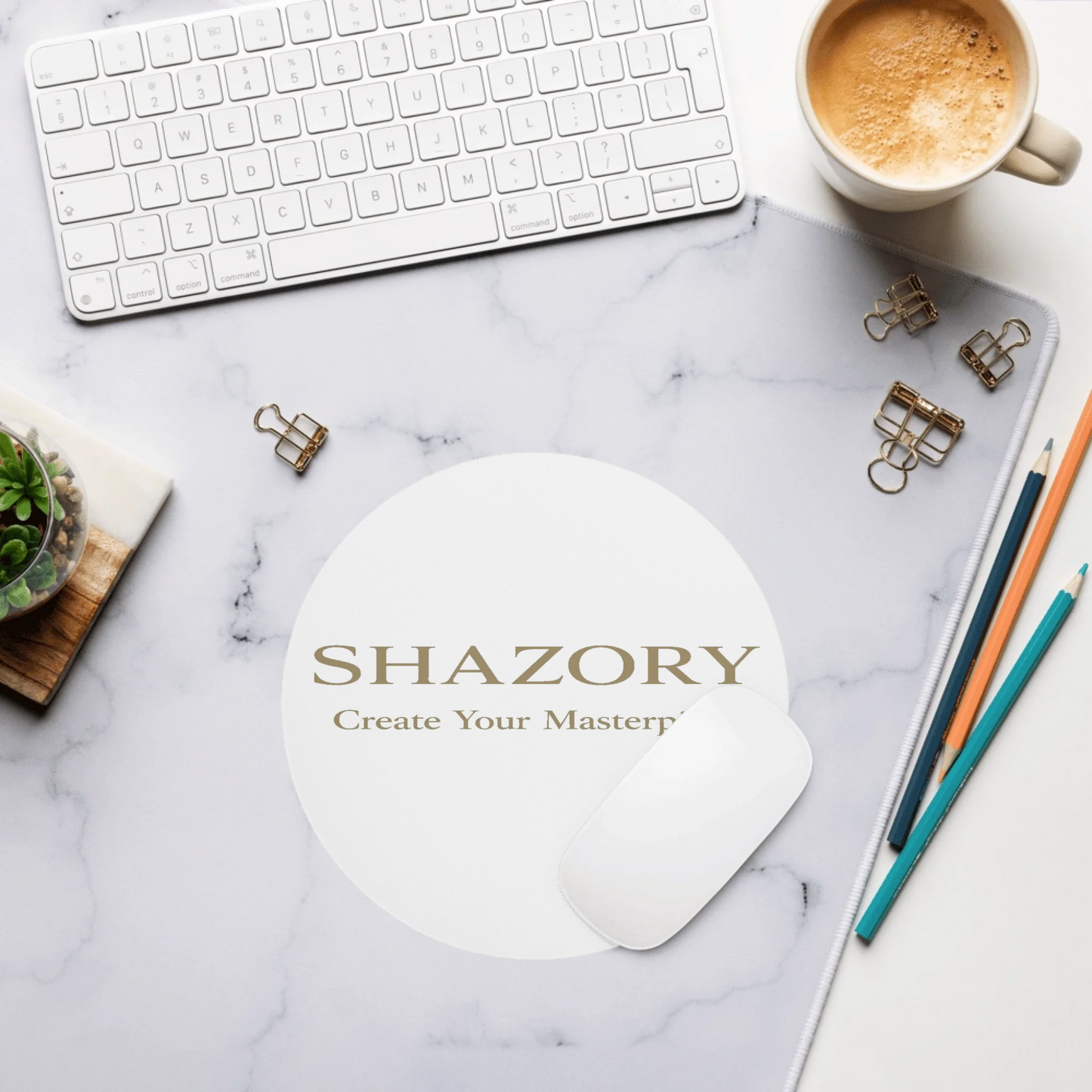 Shazory Custom Round Mouse Pad — 8-inch neoprene with custom print