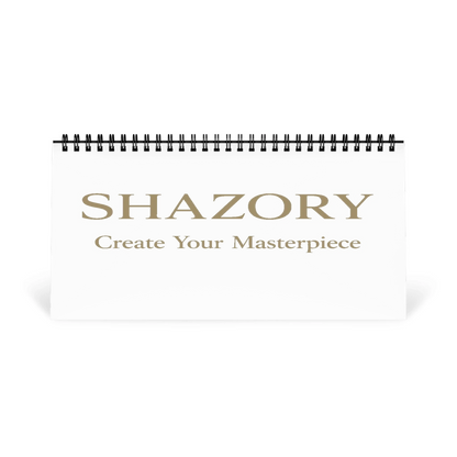 Shazory Custom Desk Calendar — cover and binding angle view