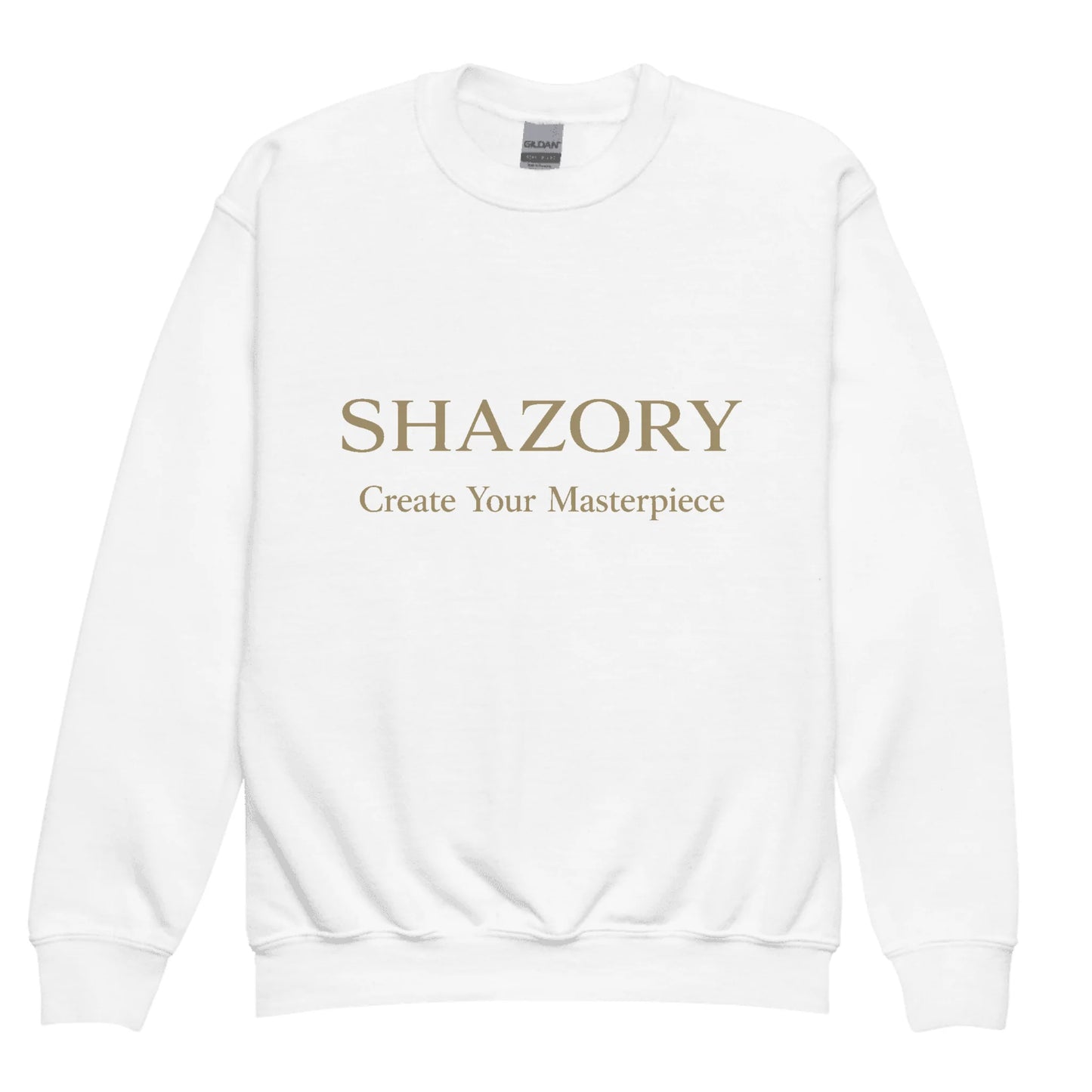 Custom Youth Crew Neck Sweatshirt — personalized photo or design printed on youth heavyweight fleece sweatshirt from Shazory
