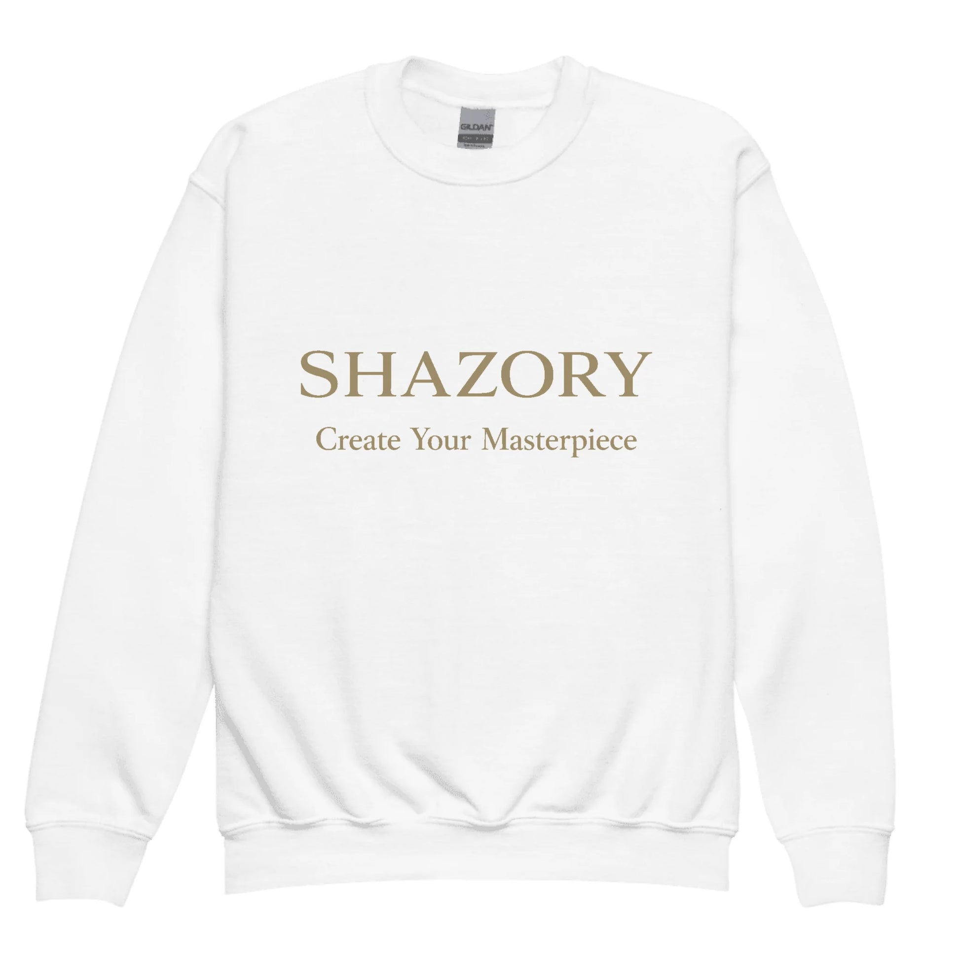 Custom Youth Crew Neck Sweatshirt — personalized photo or design printed on youth heavyweight fleece sweatshirt from Shazory