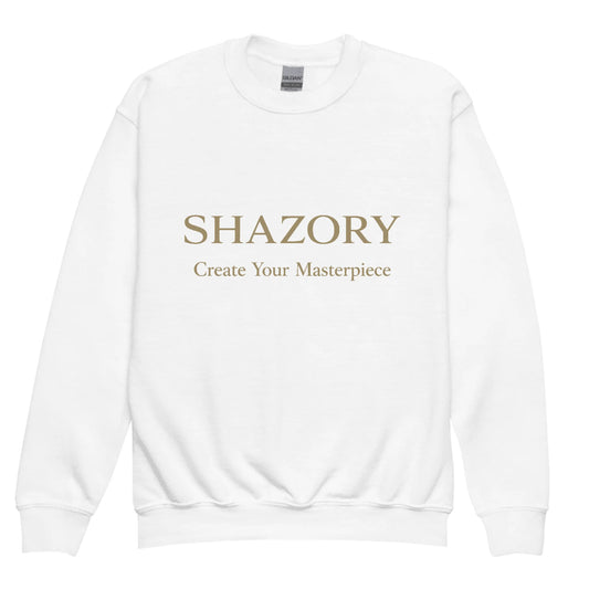 Custom Youth Crew Neck Sweatshirt — personalized photo or design printed on youth heavyweight fleece sweatshirt from Shazory