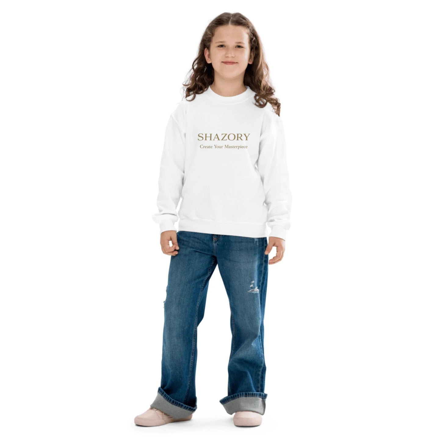 Made-to-order Shazory youth crewneck sweatshirt — personalized apparel for everyday wear