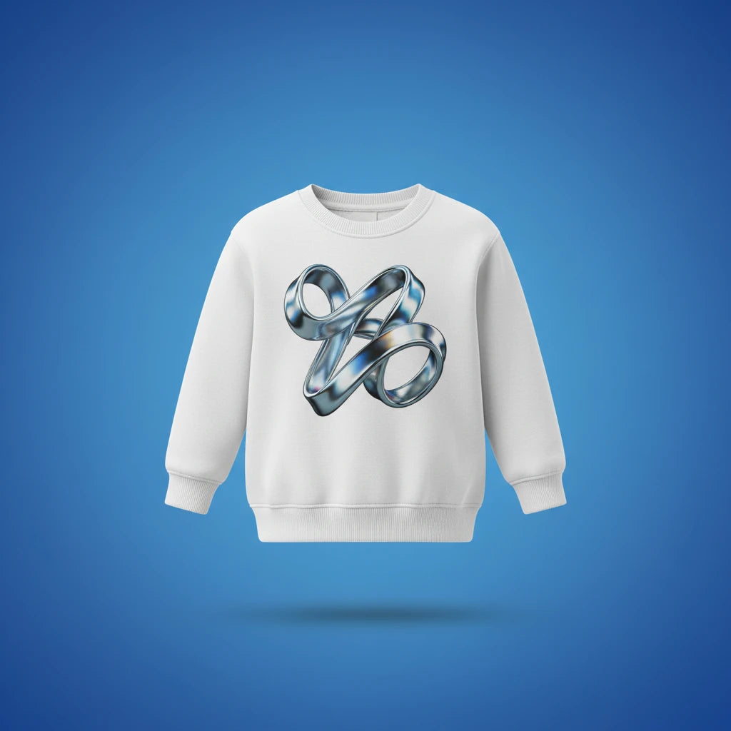 Alternate angle of custom youth crewneck sweatshirt — personalized design on heavyweight fleece