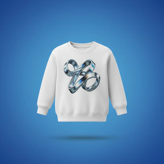 Alternate angle of custom youth crewneck sweatshirt — personalized design on heavyweight fleece