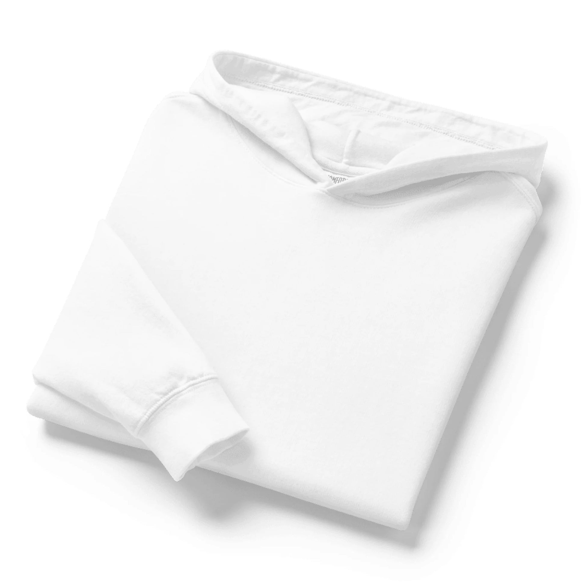 Close-up detail of custom photo print on youth garment-dyed hoodie — vintage-soft cotton texture