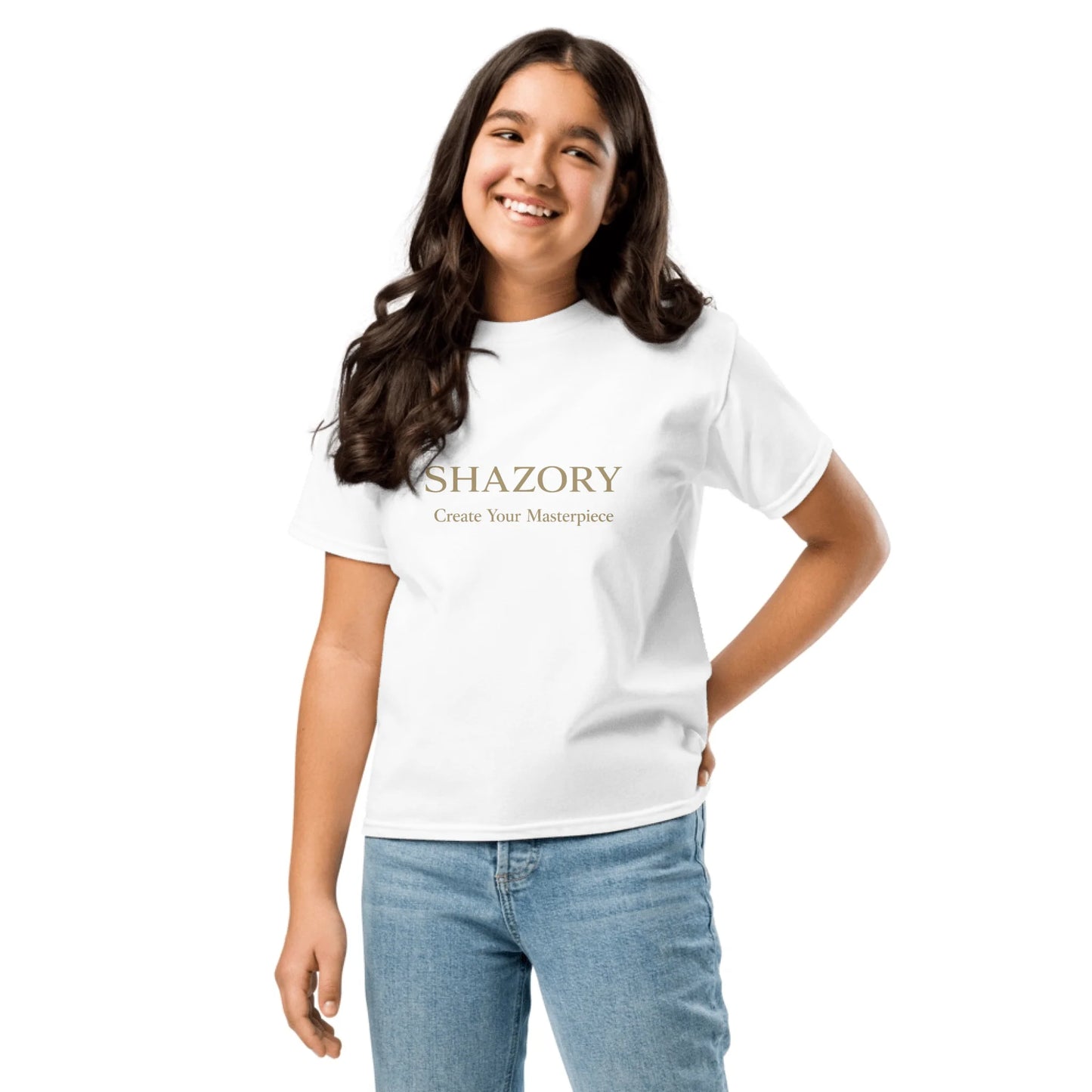 Front view of personalized youth classic tee — heavyweight cotton kids tee