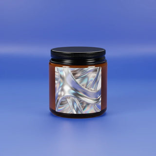 Shazory Custom Amber Jar Scented Soy Candle — main view of personalized label on amber glass jar