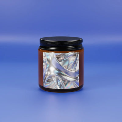 Shazory Custom Amber Jar Scented Soy Candle — main view of personalized label on amber glass jar