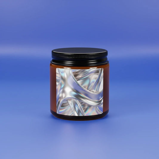 Shazory Custom Amber Jar Scented Soy Candle — main view of personalized label on amber glass jar