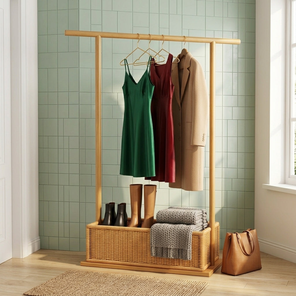 Shazory bamboo clothing rack feature detail